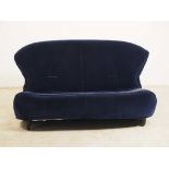 Designer Lounge Sofa,  blauer samtartiger Stoffbezug, mit