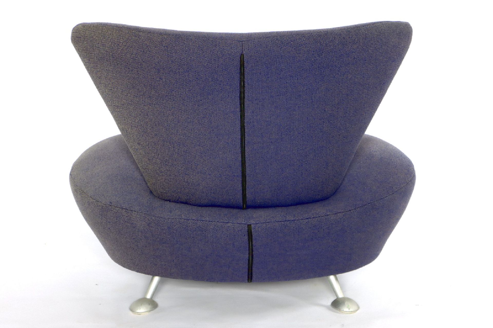 Design Lounge Sessel,  blaugraue Stoffbezüge,ovale - Bild 2 aus 2