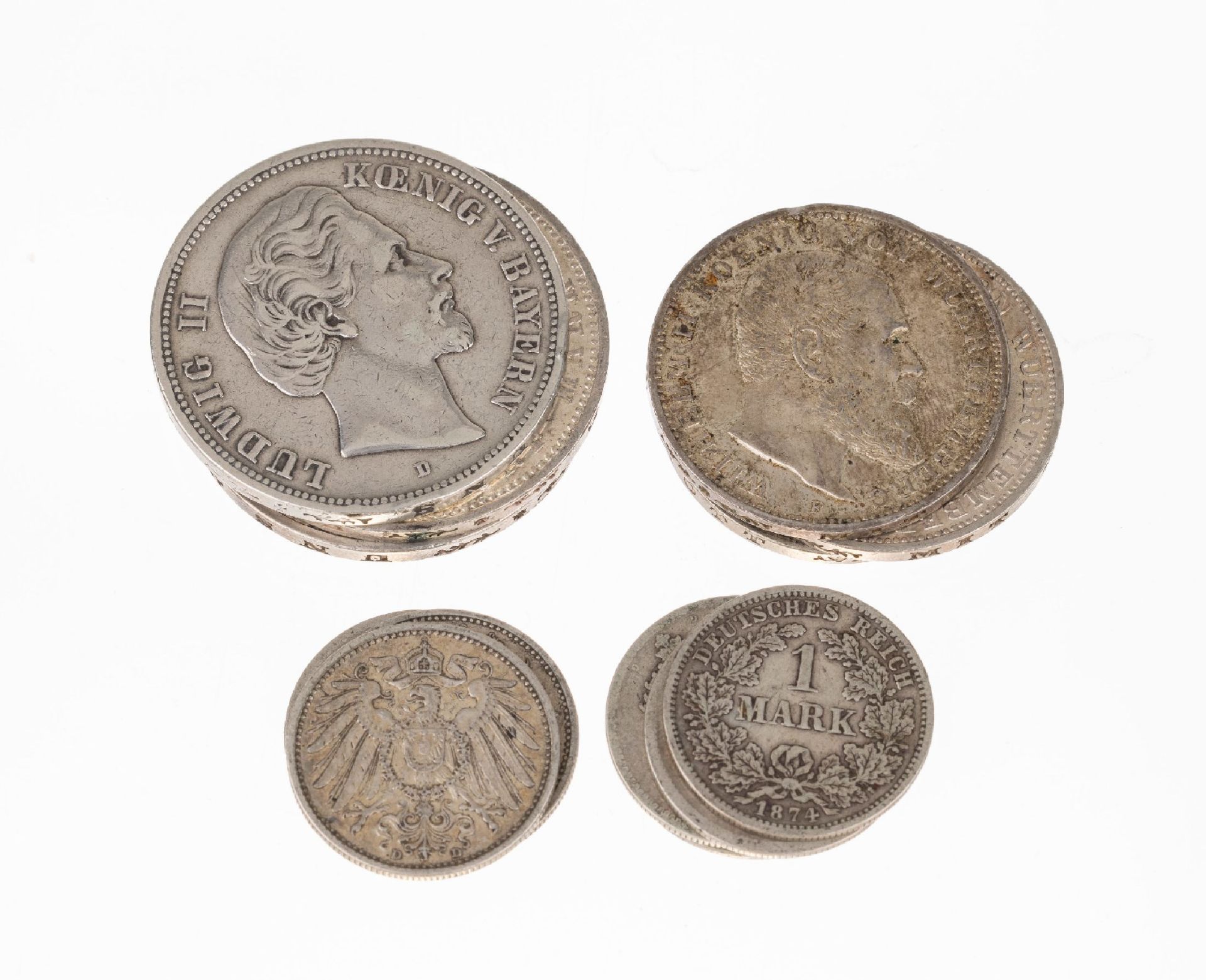 Lot 70 Silbermünzen, Deutsches Kaiserreich,best. aus: 10