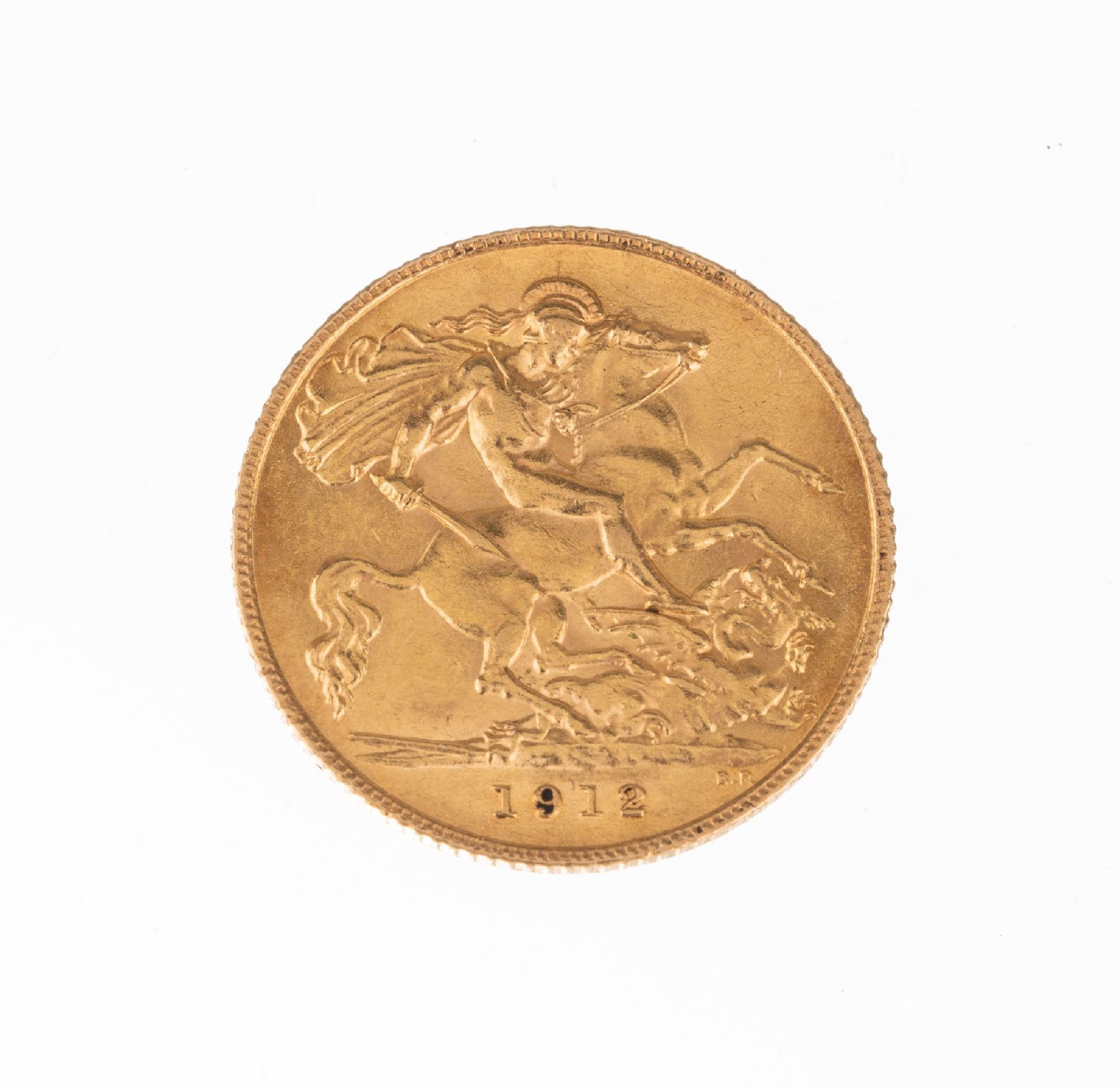 Goldmünze sogn. Sovereign, Großbritannien 1912, Georg V, - Bild 2 aus 2
