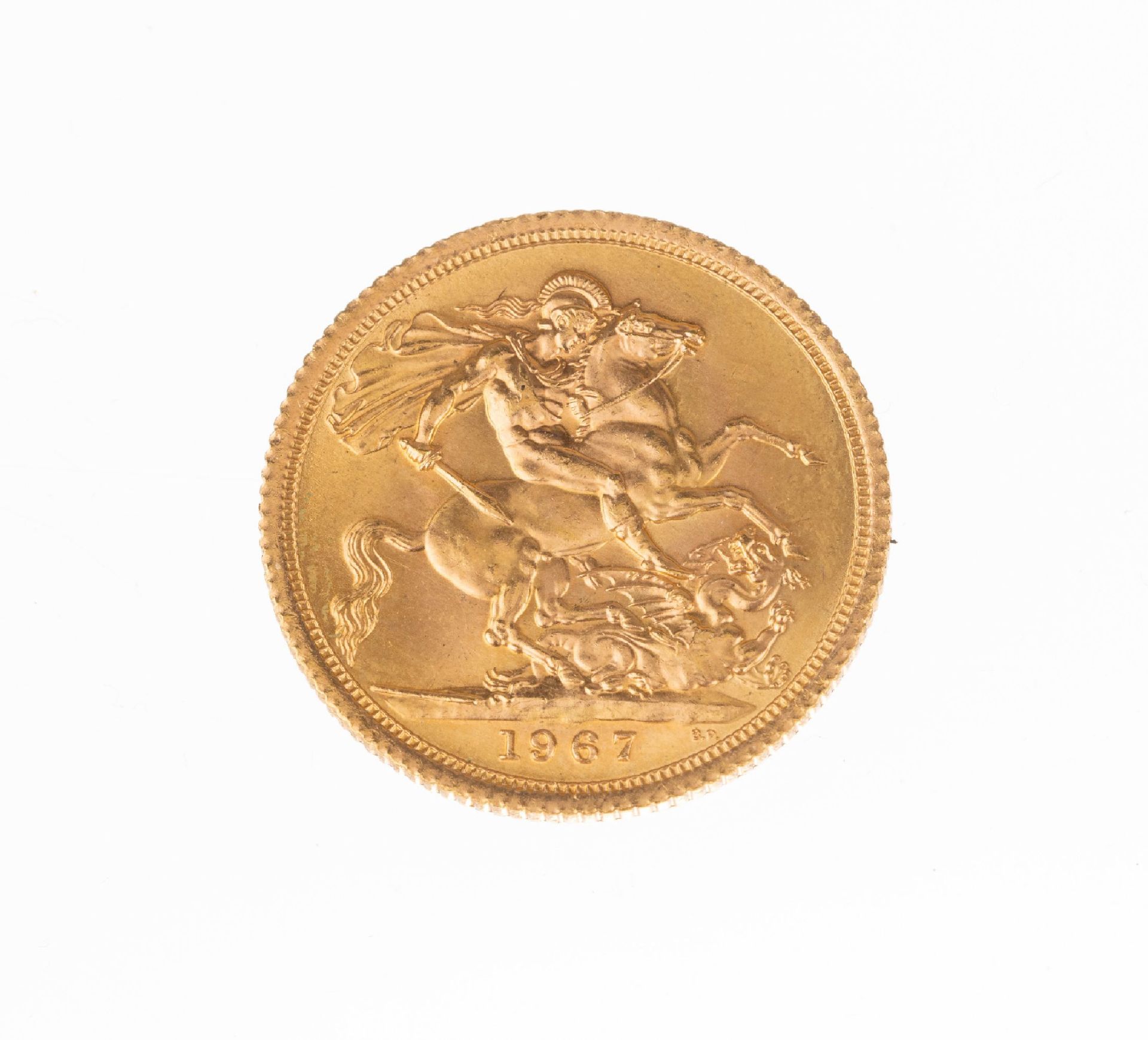 Goldmünze Sovereign, Großbritannien, 1967, Elizabeth - Bild 2 aus 2