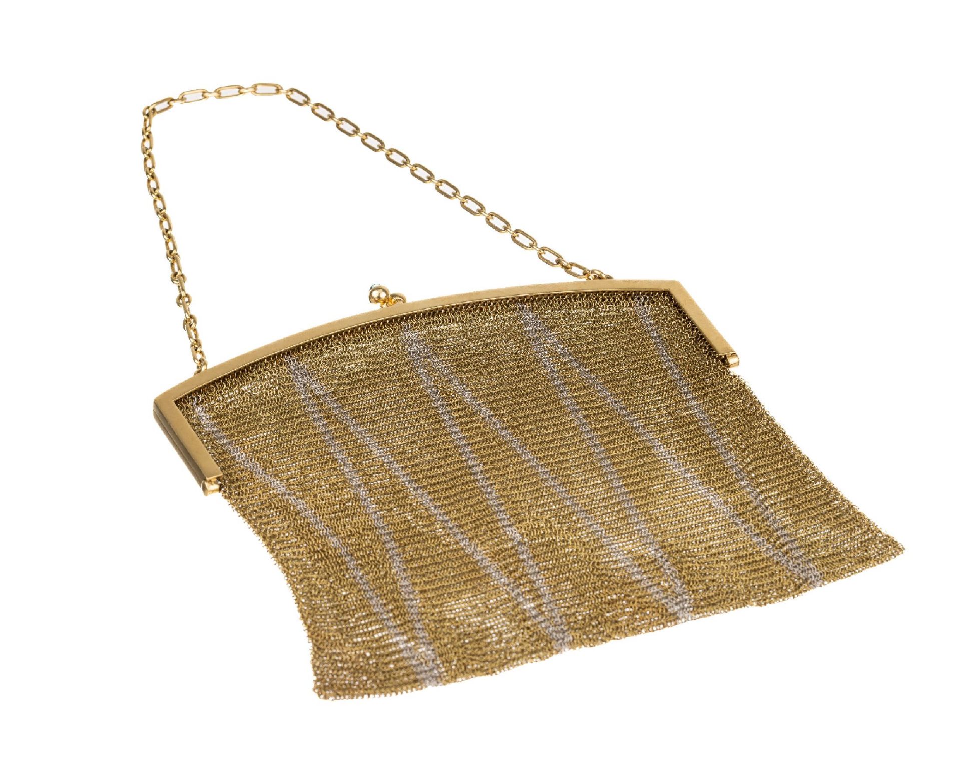 18 kt Gold Handtasche, 1930er Jahre, GG/WG 750/000,