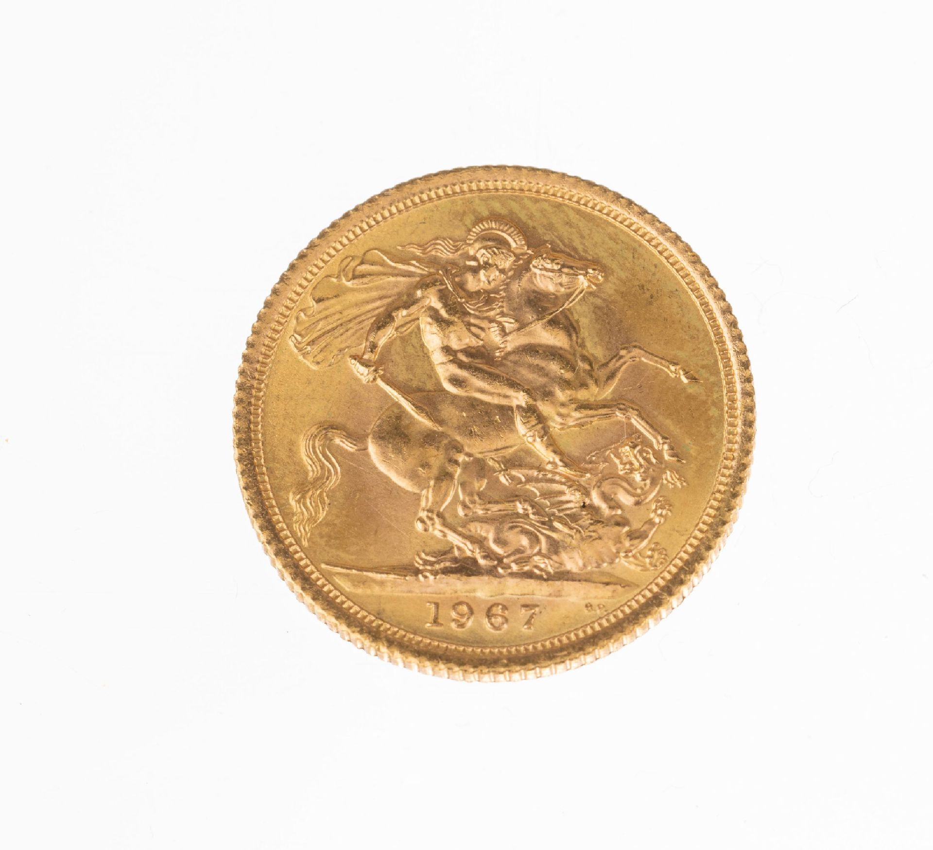 Goldmünze Sovereign, Großbritannien, 1967, Elizabeth - Bild 2 aus 2