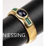14 kt Gold NIESSING Saphir-Smaragd-Ring, GG585/000,