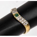 14 kt Gold Brillant-Smaragd-Ring, GG 585/000, 16