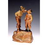 Bronzeskulptur, Österreich, um 1900,  Zwei Jungen beim
