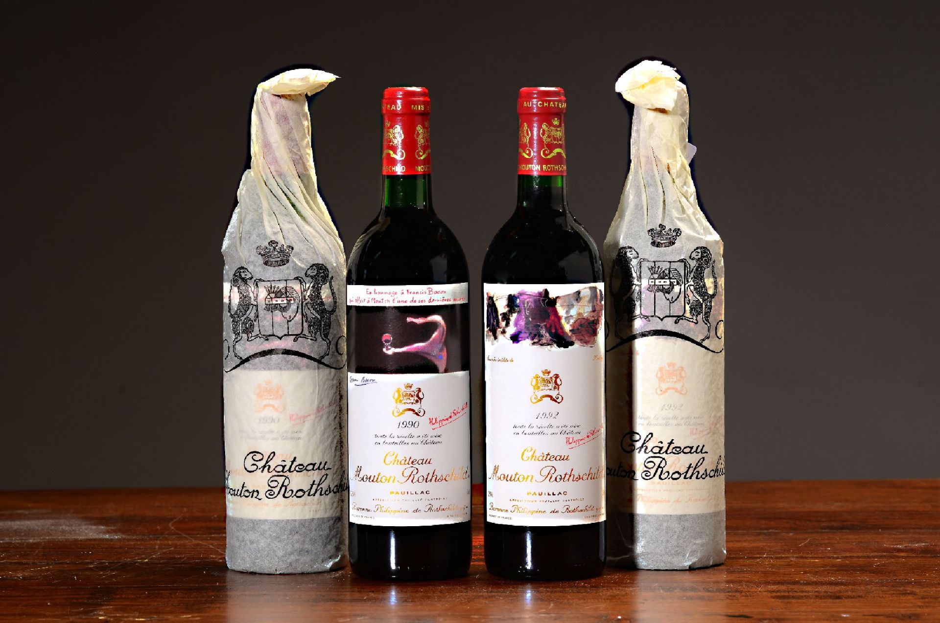 4 Flaschen 1990 und 1992, Chateau Mouton Rothschild,