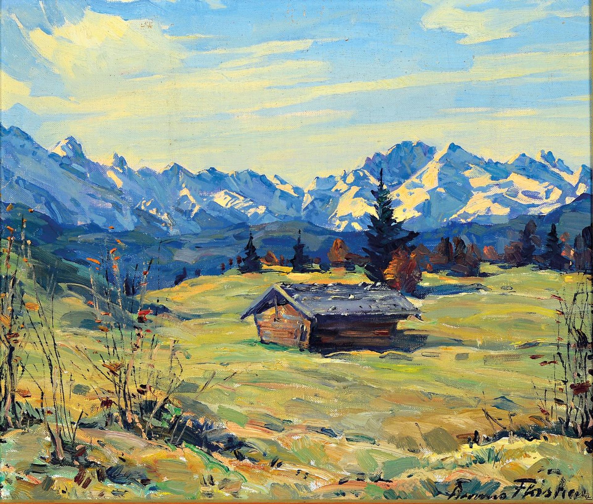 Bruno Flashar, 1887-1961 München, Hütte in den Alpen,