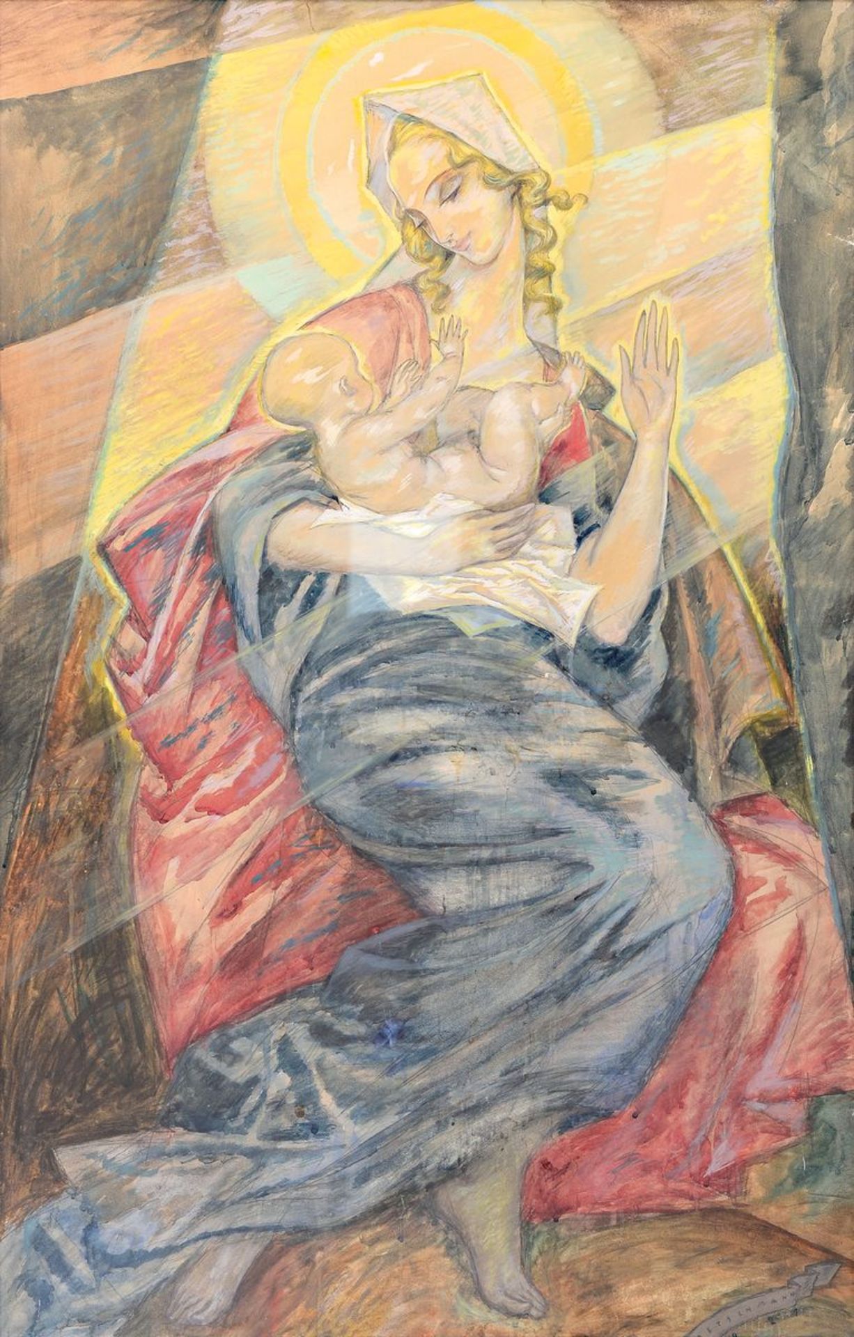 Cretschmann, datiert 1921, Madonna mit Kind im Licht,