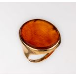 14 kt Gold Karneol-Ring, GG 585/000, ovalerRingkopf,