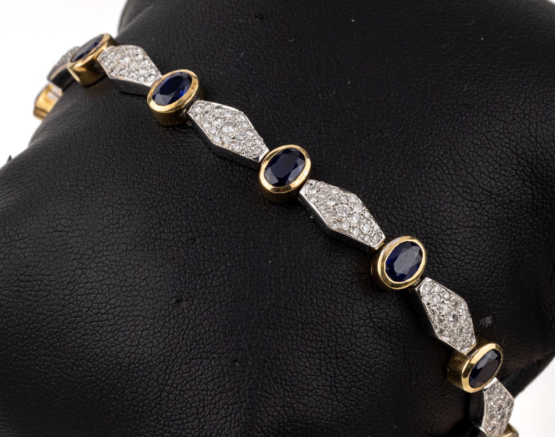 18 kt Gold Brillant-Saphir-Armband, GG/WG 750/000,