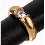 18 kt Gold Diamant-Ring, GG 750/000, Spannringoptik,