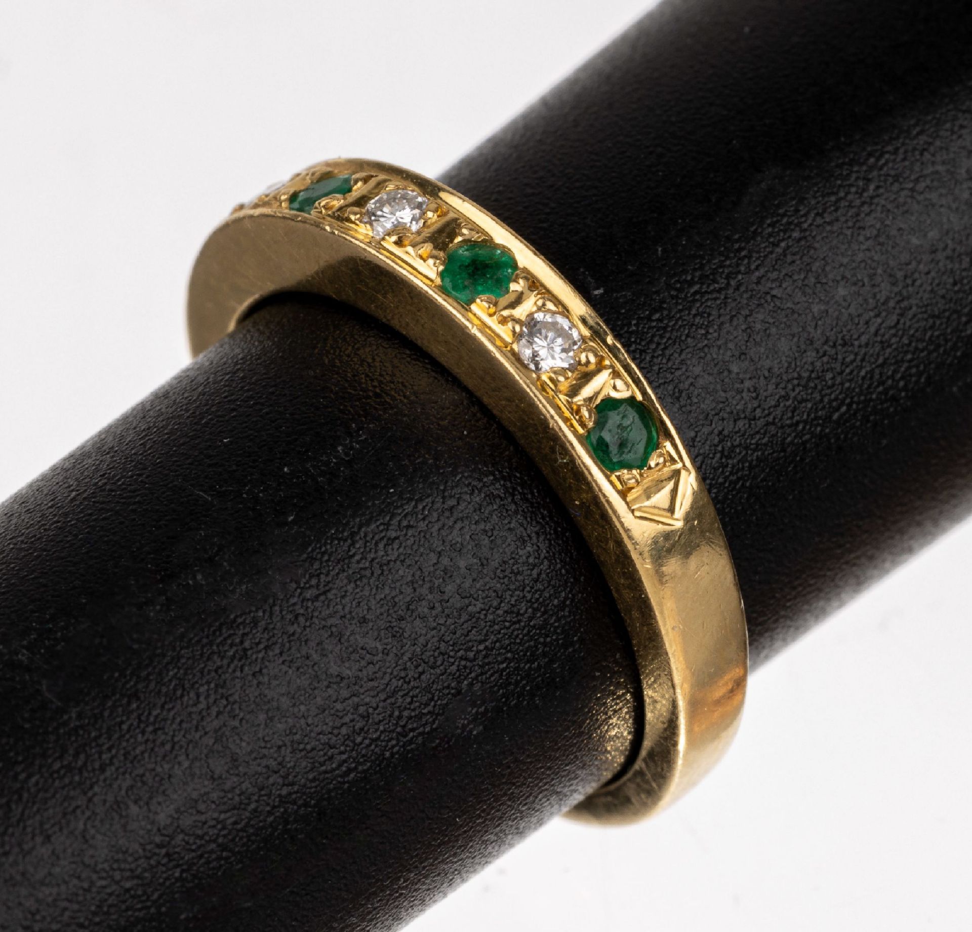 18 kt Gold Smaragd-Brillant-Ring,   GG 750/000, 3