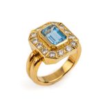 18 kt Gold Aquamarin-Brillant-Ring, GG 750/000,