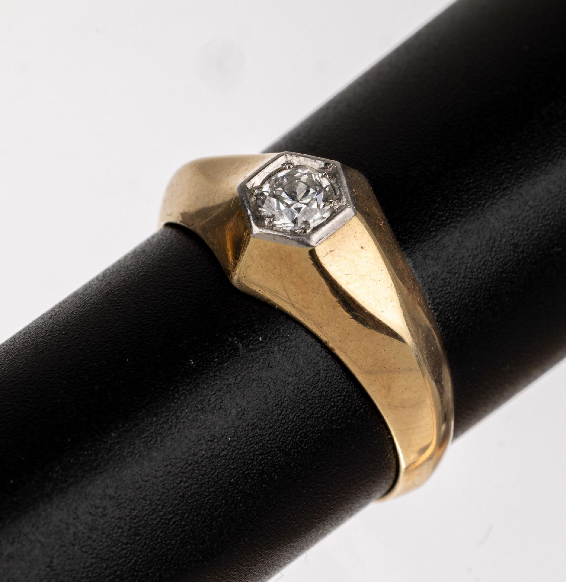 14 kt Gold Diamant-Ring, GG 585/000, Altschliffdiamant