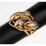 18 kt Gold Diamant-Ring, GG 750/000 gepr., um 1910,