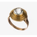 14 kt Gold Farbstein-Ring, GG/RG 585/000, runder