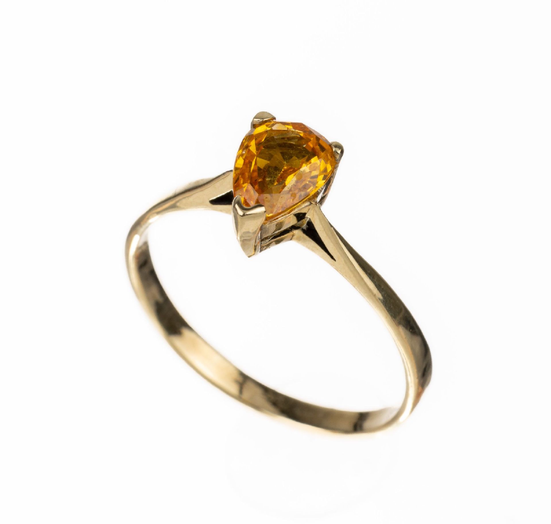 14 kt Gold Saphir-Ring, GG 585/000, facett.gelber