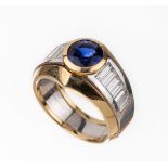 18 kt Gold Saphir-Diamant-Ring, GG/WG 750/000,