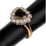 18 kt Gold Saphir-Brillant-Ring, GG/WG 750/000, Ringkopf