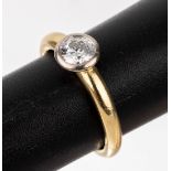 18 kt Gold Brillant-Ring, GG/WG 750/000, inWG gefasster