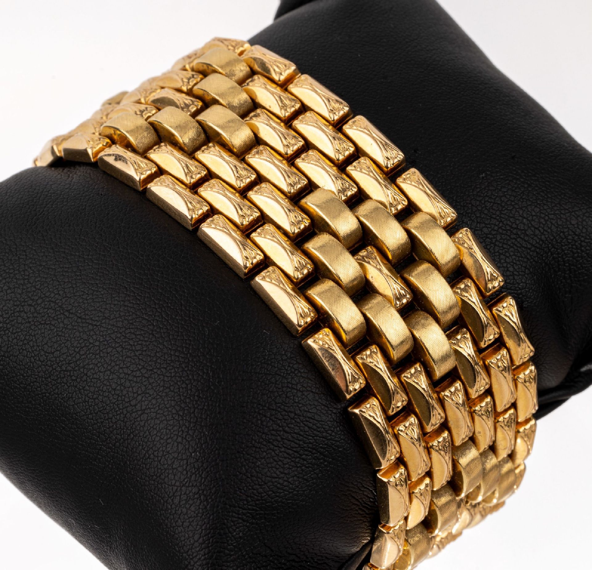 Breites 18 kt Gold Armband,   GG 750/000, Glieder matt.