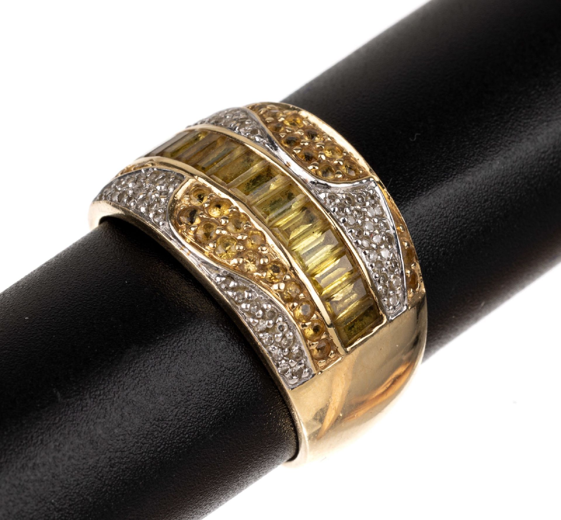 14 kt Gold Citrin-Diamant-Ring, GG 585/000,29