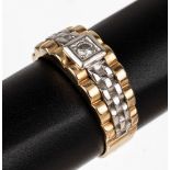 14 kt Gold Brillant-Ring,   GG/WG 585/000, inWG gefasster