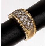 14 kt Gold Brillant-Ring,   GG 585/000, 19 Brillanten zus.