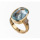 18 kt Gold Aquamarin-Brillant-Ring, GG 750/000,