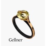 18 kt Gold GELLNER Lemonquarz-Ring,   GG 585/000 und