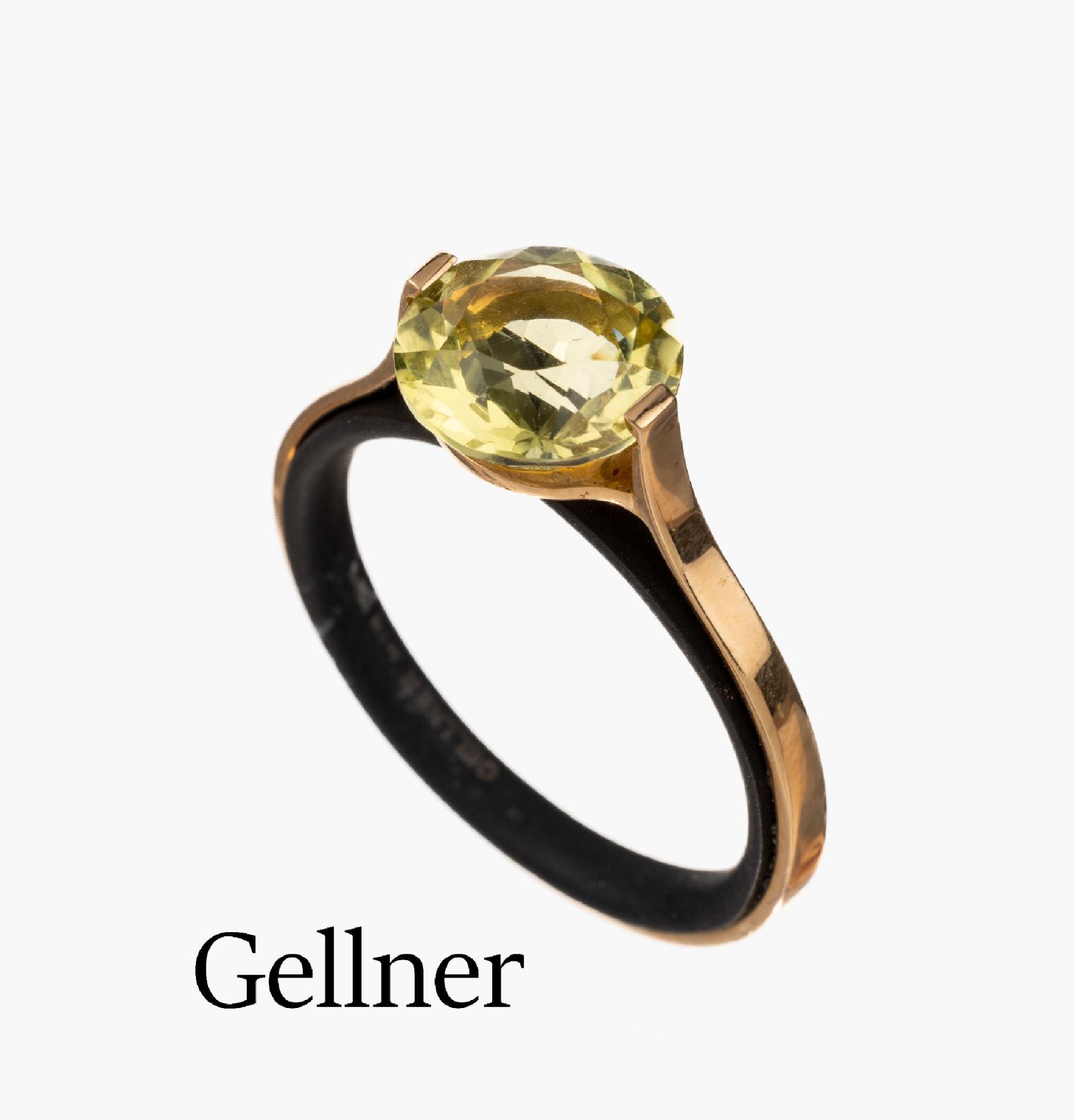 18 kt Gold GELLNER Lemonquarz-Ring, GG 585/000 und