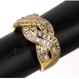 18 kt Gold Diamant-Ring,   GG 750/000, Diamant-Baguettes