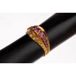 18 kt Gold Saphir-Ring, GG 750/000, part. sat., 11