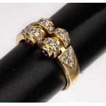 18 kt Gold Rubin-Saphir-Diamant-Ring, GG 750/000, 2