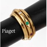 18 kt Gold PIAGET Brillant-Farbstein-Ring,   GG 750/000,