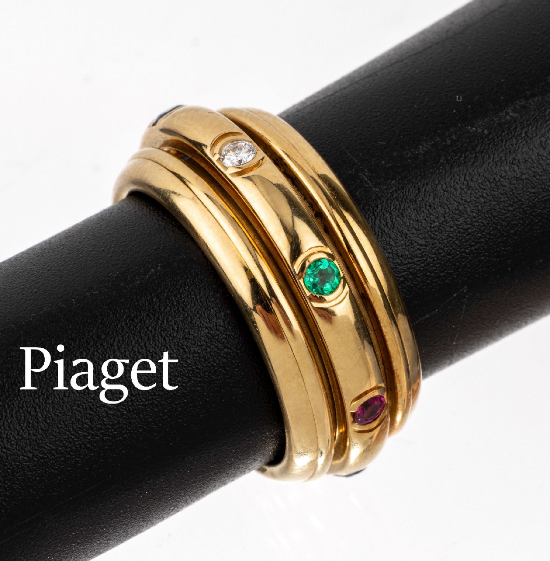 18 kt Gold PIAGET Brillant-Farbstein-Ring, GG 750/000,