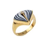 14 kt Gold Achat-Brillant-Ring, GG 585/000,gravierter