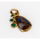 18 kt Gold Boulderopal-Smaragd-Anhänger, GG750/000,