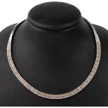 14 kt Gold Diamant-Collier,   WG 585/000, 76 Brillanten