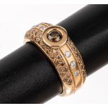 14 kt Gold Brillant-Ring,   GG 585/000, mittiger Brillant