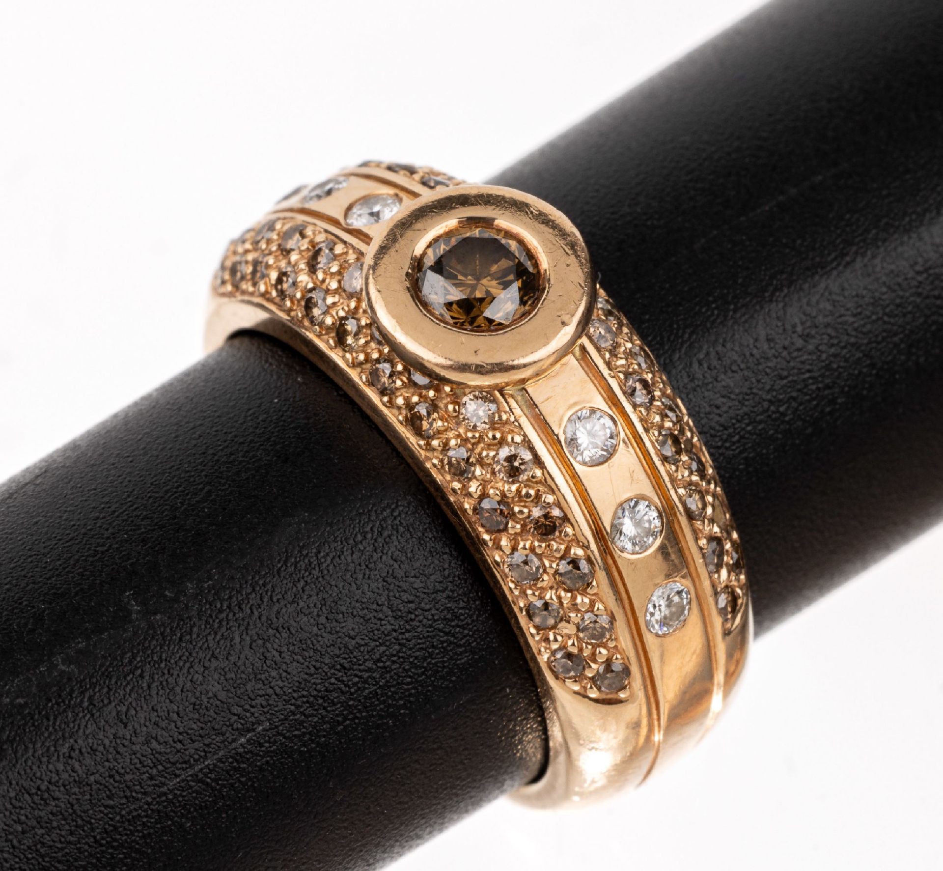 14 kt Gold Brillant-Ring, GG 585/000, mittiger Brillant