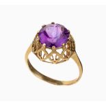 14 kt Gold Amethyst-Ring, GG 585/000, Ringkopf