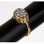 14 kt Gold Brillant-Ring, GG 585/000, 10 Brillanten zus.