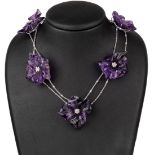 Exklusives 18 kt Gold Brillant-Amethyst- Collier, WG