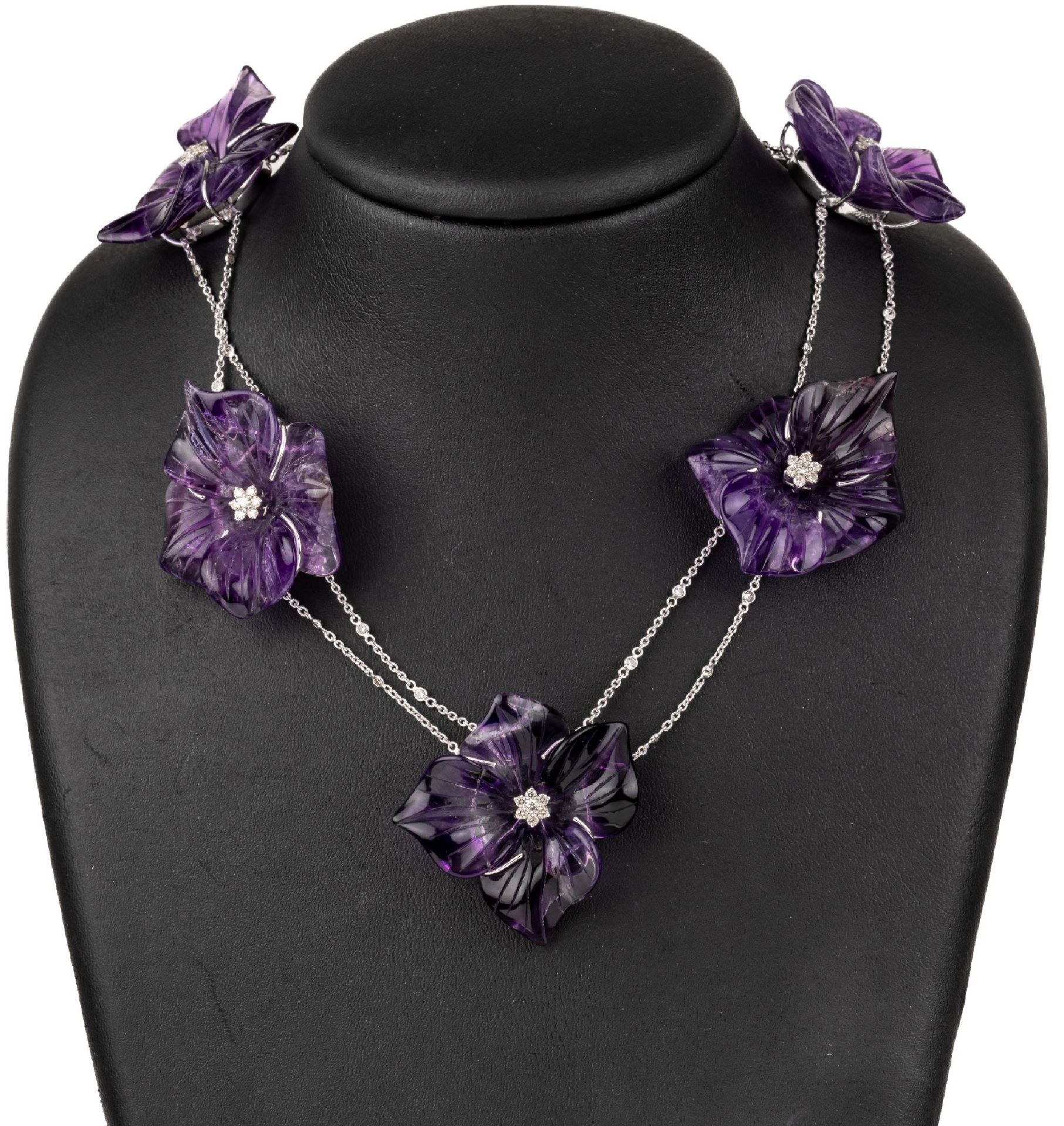 Exklusives 18 kt Gold Brillant-Amethyst- Collier, WG