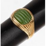 14 kt Gold Jade-Ring, GG 585/000, schlichteGestaltung,