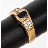 18 kt Gold Saphir-Brillant-Ring, GG 750/000, 12