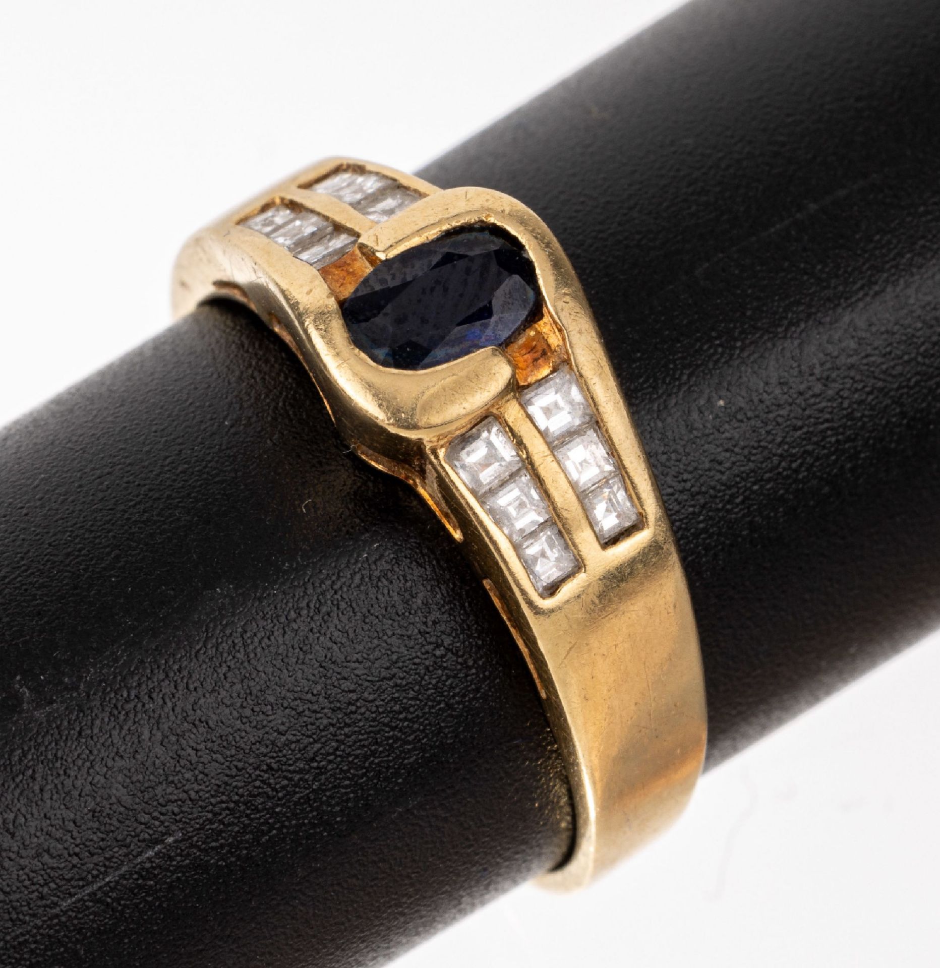 18 kt Gold Saphir-Brillant-Ring, GG 750/000, 12