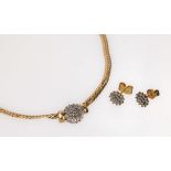 14 kt Gold Diamant-Schmuckset,   GG 585/000, best. aus: